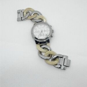 Michael Kors Runway Twist Silver and Cream Watch
